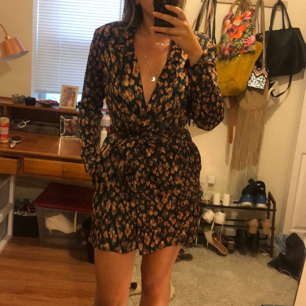 Zara printed light weight trench coat dress sz M